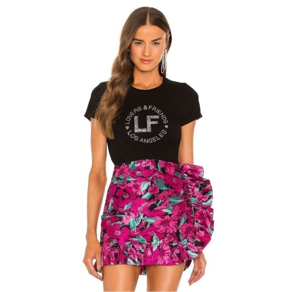 5/$20 MUST BUNDLE NWT REVOLVE x Lovers and Friends Christy Crystal Logo Tee - Picture 1 of 9